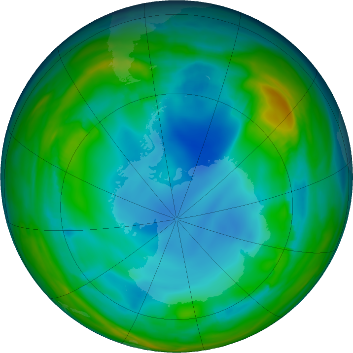 Antarctic ozone map for 06 July 2017